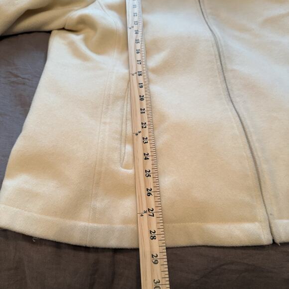 Mackintosh Women's Wool Coat Fox Fur Trim Hooded Vintage Cream White Size XL - Picture 3 of 11